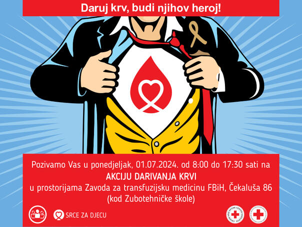 Udruženje Srce za djecu poziva na humanu misiju: Daruj krv, budi opet njihov heroj!