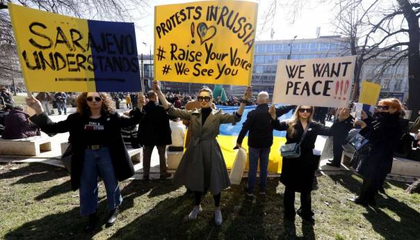 Sarajlije protestovale protiv ruskog napada na Ukrajinu