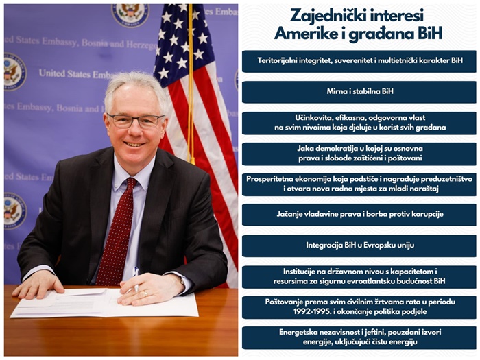 Ambasada objavila: Ovo su zajednički interesi Amerike i građana BiH