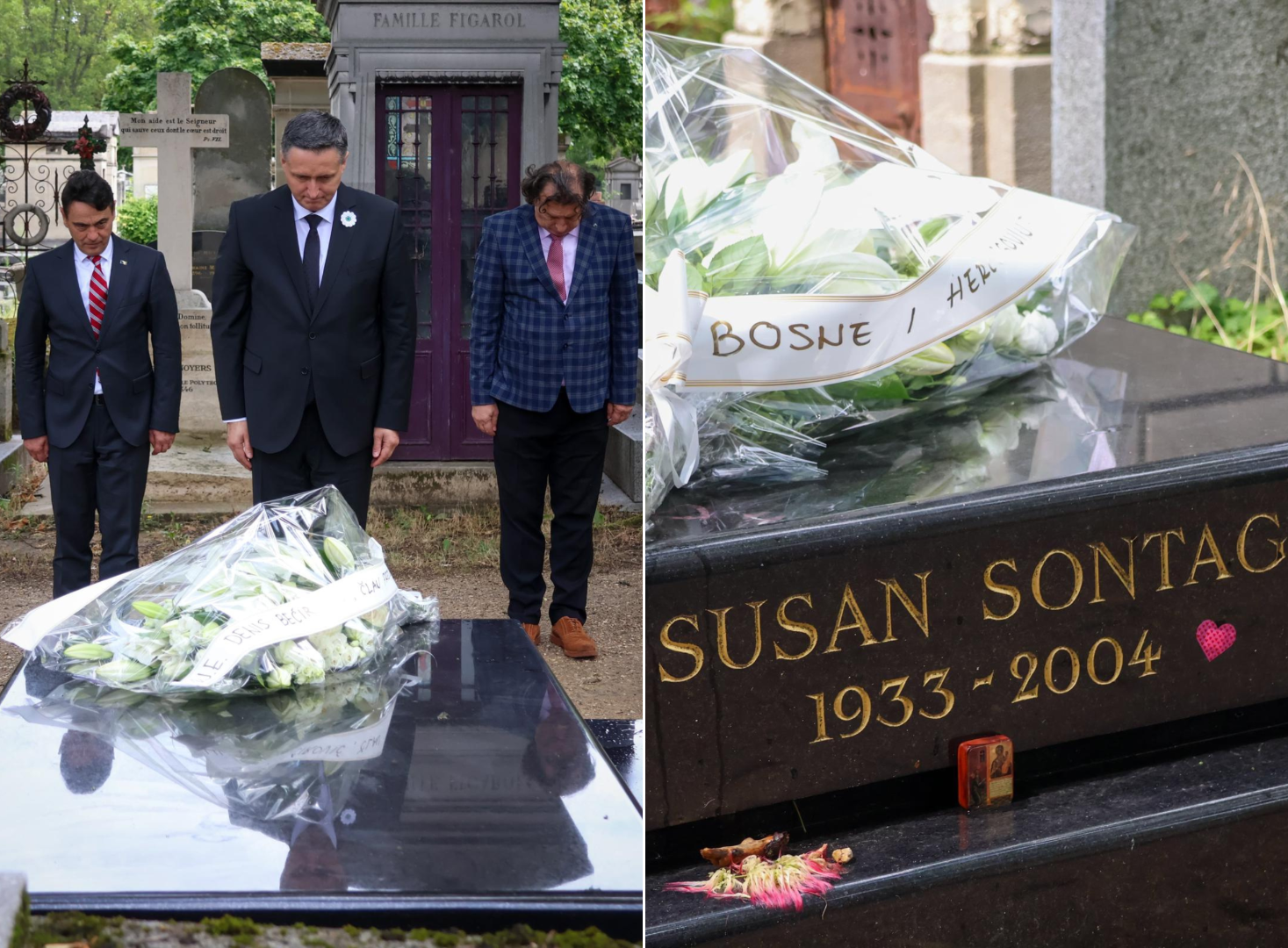 Bećirović u Parizu položio cvijeće na grob počasne građanke Sarajeva Susan Sontag   
