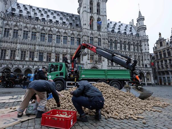 Farmer istovario tone krompira u centru Brisela, jednu vreću poklonio kralju