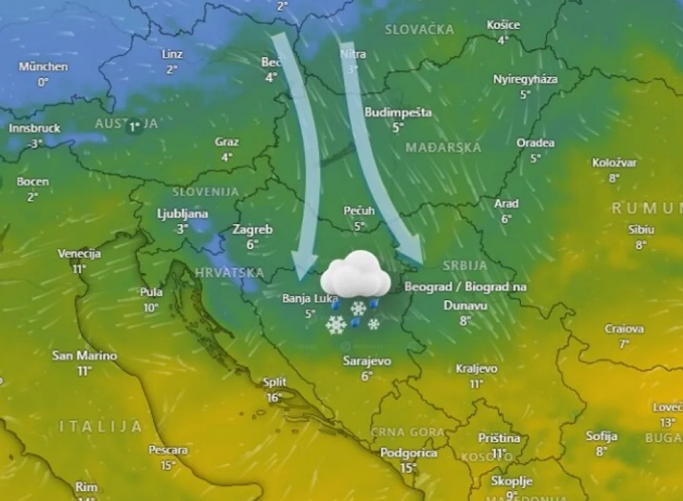 Bh. meteo: Od večeras kreće snijeg i pad temperature