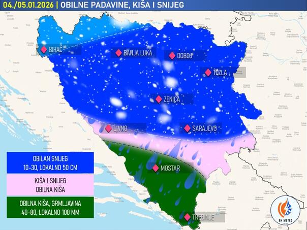 BH Meteo: Spremite lopate za snijeg