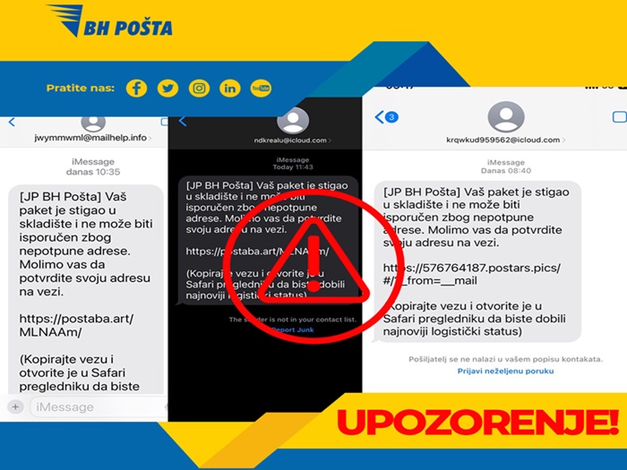 BH Pošta upozorava korisnike: Ne nasjedajte na lažne SMS poruke o prispijeću paketa