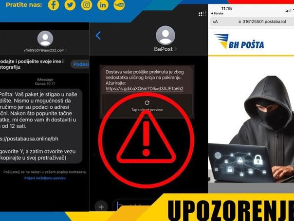 BH Pošte upozoravaju građane: Ne nasjedajte na sumnjivi SMS