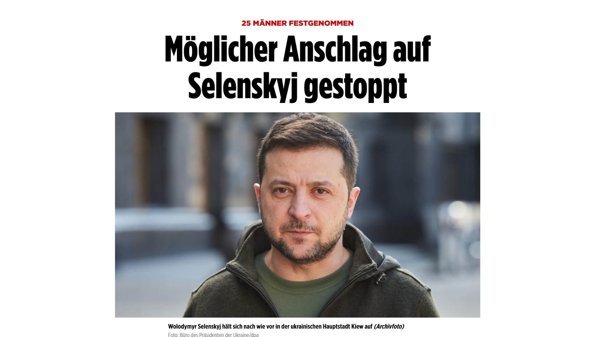 Bild: Ukrajinci spriječili novi pokušaj ubistva Zelenskog