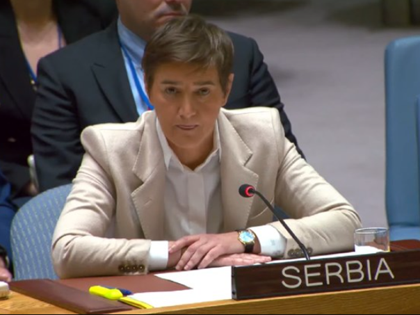 Brnabić u Vijeću sigurnosti: Nemiri na Kosovu su posljedica vladavine terora