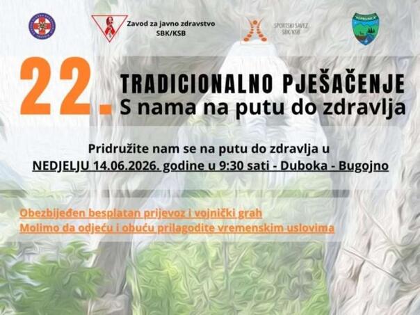 Bugojno 14. juna domaćin tradicionalnog 22. pješačenja "S nama na putu do zdravlja"