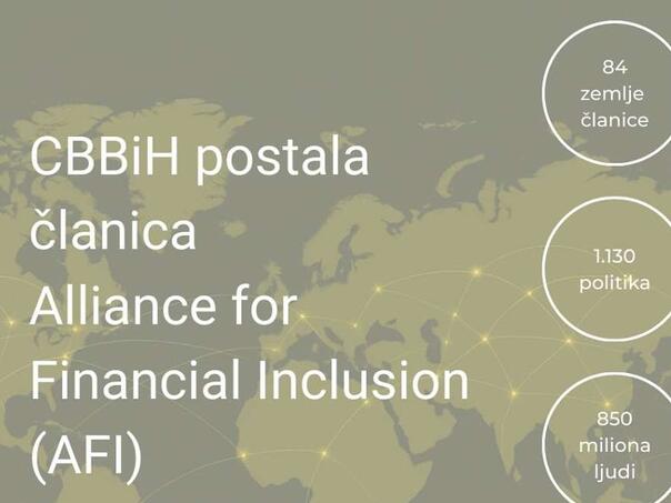 Centralna banka BiH postala članica Alliance for Financial Inclusion (AFI)