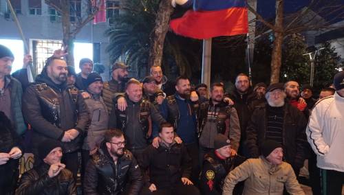 Četnici i 'Noćni vukovi' u Podgorici na skupu podrške Rusiji
