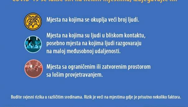 COVID-19 se lakše širi na nekim mjestima, izbjegavajte ih