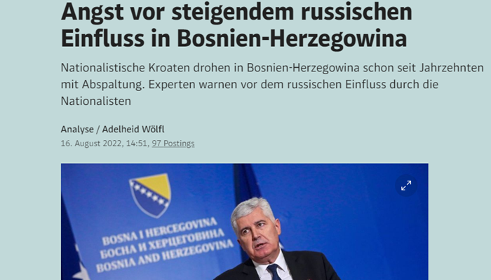 Der Standard: Prijetnje stvaranjem trećeg entiteta idu na ruku interesima Rusije