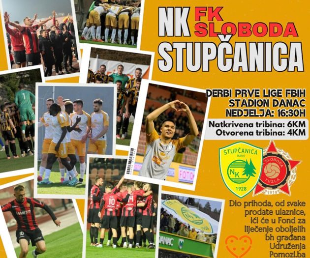 Dio prihoda od ulaznica za meč Stupčanica-Sloboda ide u humanitarne svrhe