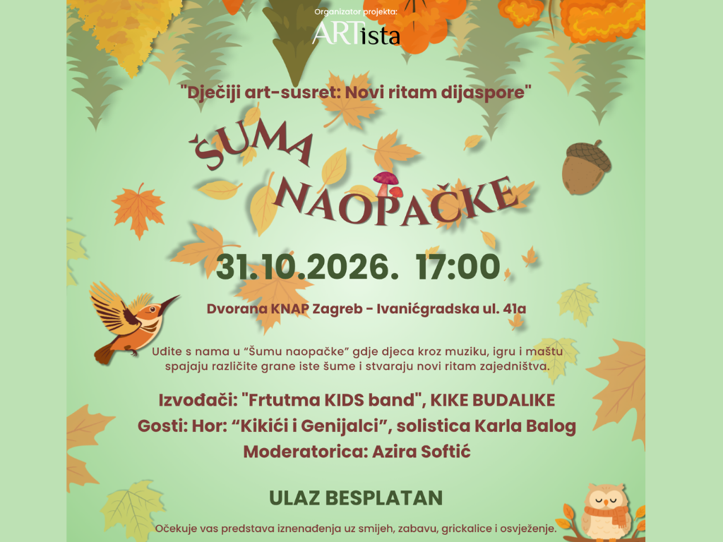 "Dječiji art-susret: Novi ritam dijaspore" sutra u Zagrebu