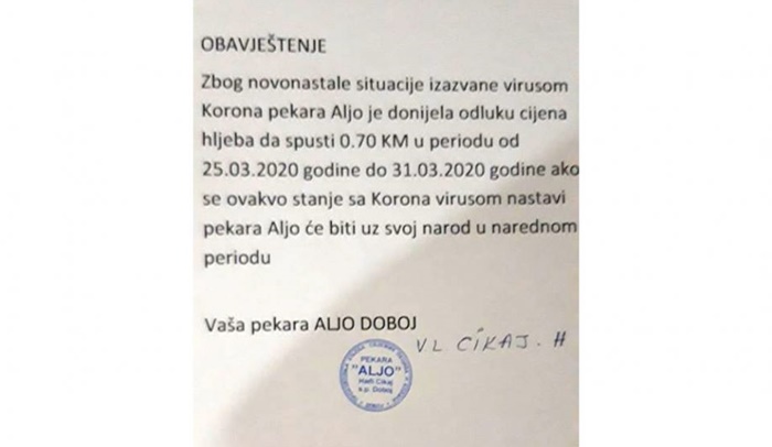 Doboj: Pekara "Aljo" snizila cijenu hljeba! 