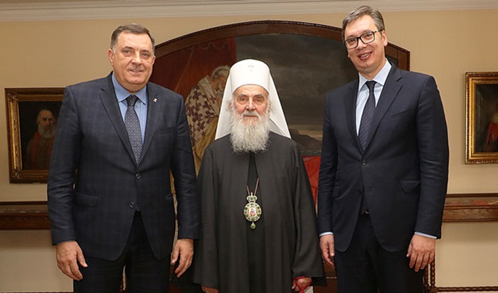 Dodik i Vučić na svečanoj večeri povodom rođendana patrijarha