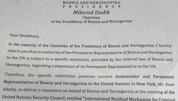 Dodik pokušava spriječiti obraćanje Alkalaja u UN povodom presude Mladiću