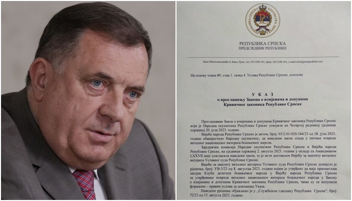 Dodik potpisao Ukaz: Kleveta u RS krivično djelo
