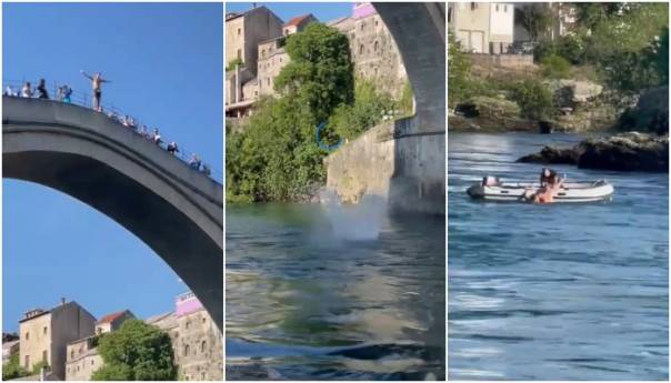 Dramatični video: Kako su Mostarci spasili turistu iz Neretve nakon skoka sa Starog mosta