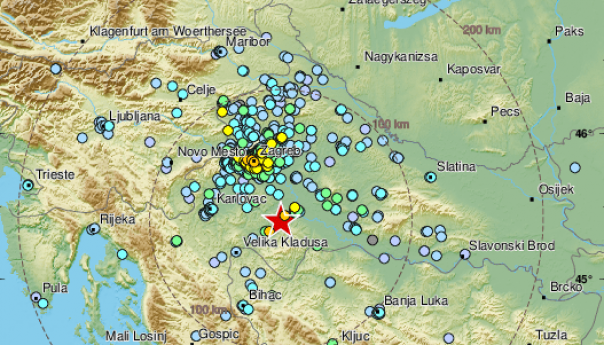 Dva umjerena potresa u blizini Petrinje i Siska