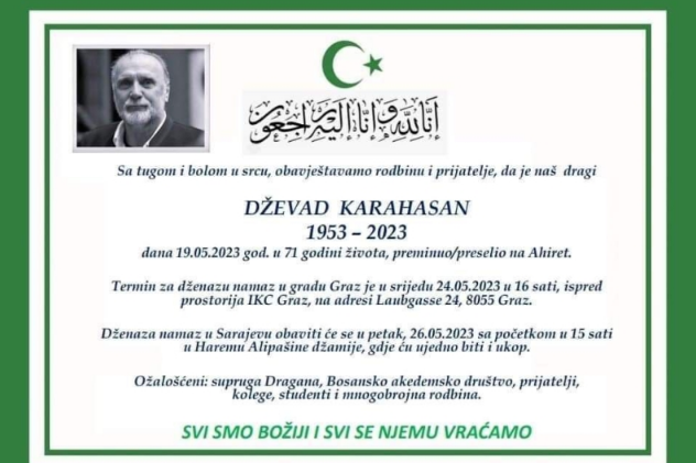 Dženaza Dževadu Karahasanu bit će klanjana i u Grazu