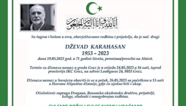 Dženaza Dževadu Karahasanu bit će klanjana i u Grazu
