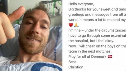 Eriksen se javio iz bolnice nakon subotnje drame