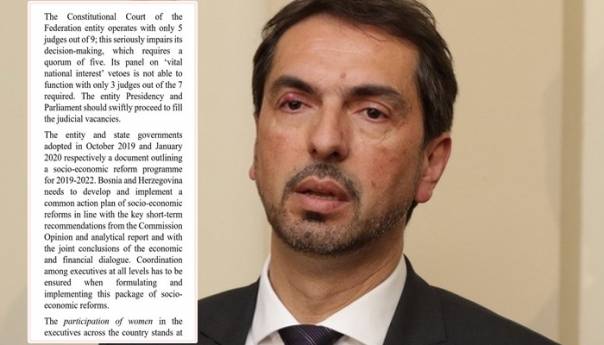 Evropska komisija konstatirala: Čavara blokirao Ustavni sud FBiH