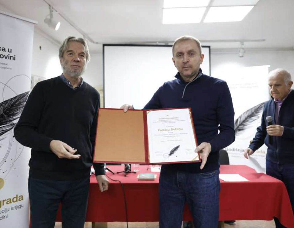 Faruku Šehiću godišnja nagrada Društva pisaca u BiH