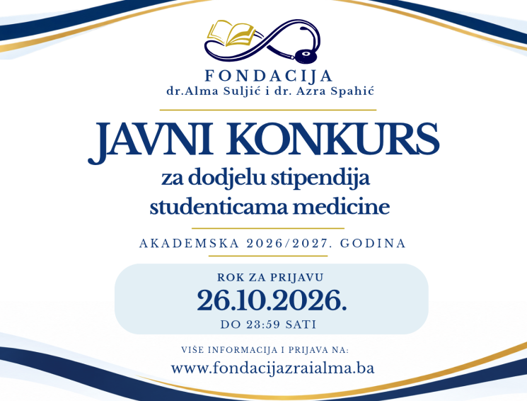 Fondacija Dr. Alma Suljić i Dr. Azra Spahić raspisala konkurs za dodjelu dvije stipendije