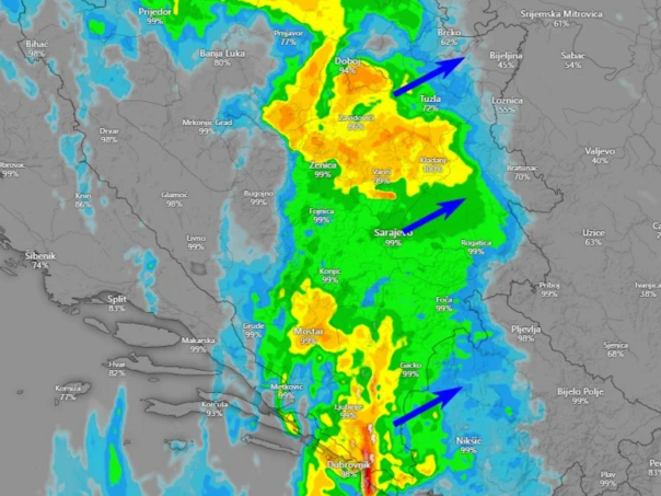 Fronta zahvatila veći dio BiH, u ponedjeljak sunčani periodi i lokalne padavine