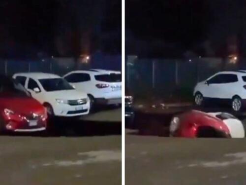 Golema rupa u Rimu progutala dva parkirana automobila