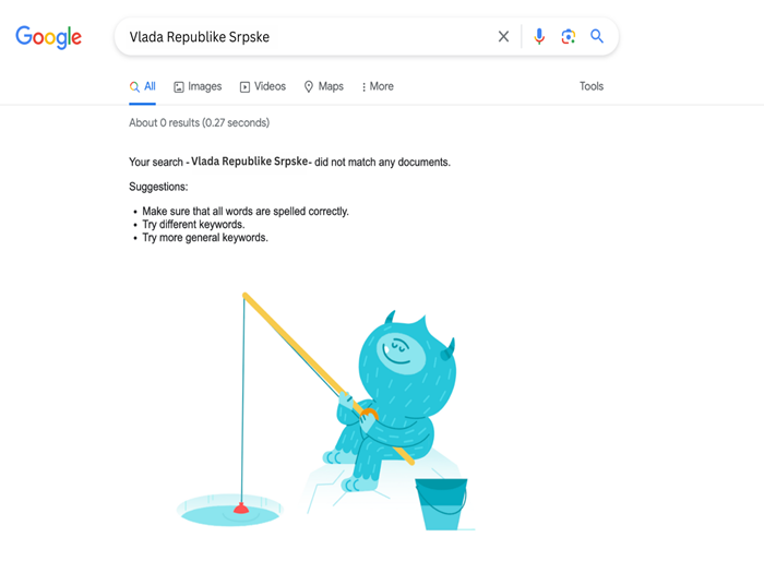 Google izbrisao sajtove institucija RS