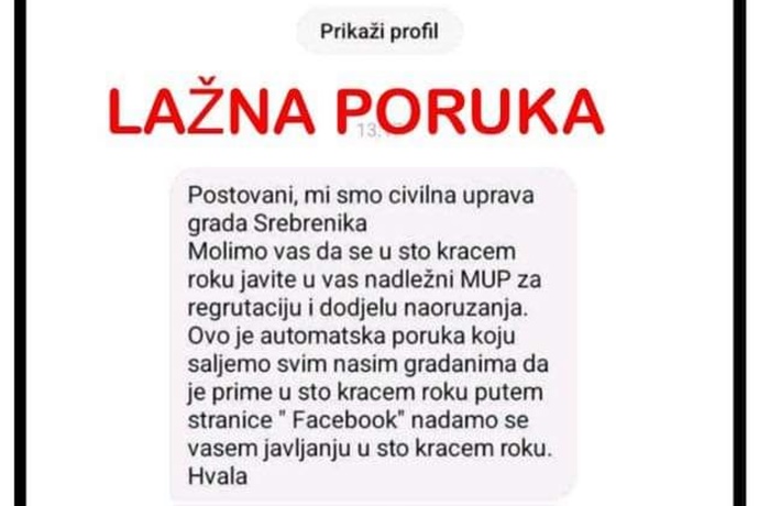 Građani Srebrenika primaju lažne pozive 'Civilne zaštite' na mobilizaciju