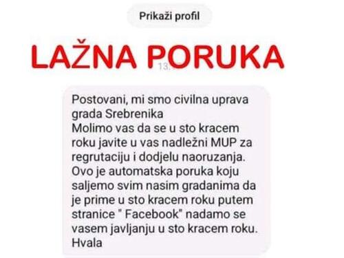 Građani Srebrenika primaju lažne pozive 'Civilne zaštite' na mobilizaciju