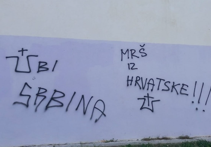 Grafiti "Ubij Srbina" i "Mrš iz Hrvatske” u Splitu