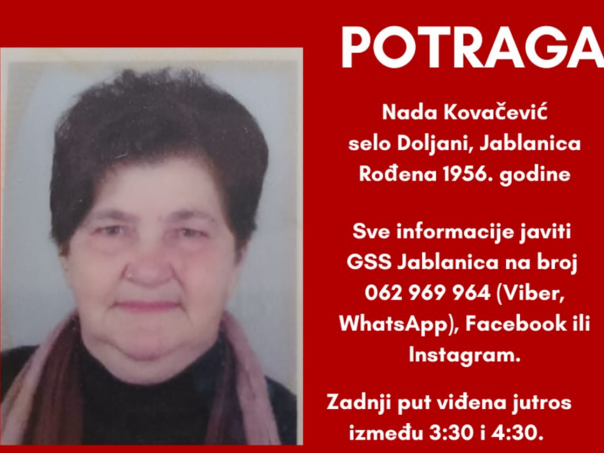 GSS Jablanica u potrazi za Nadom Kovačević
