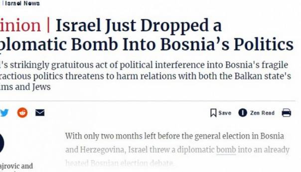 Haaretz: Izrael bacio diplomatsku bombu na bosansku politiku