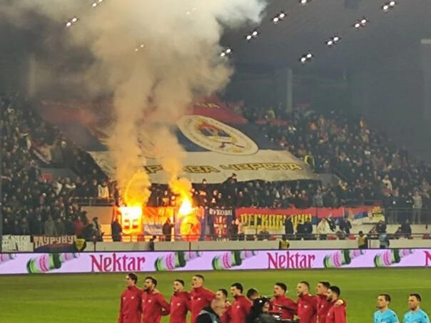 Hoće li UEFA reagovati? Navijači Srbije posvetili koreografiju RS-u