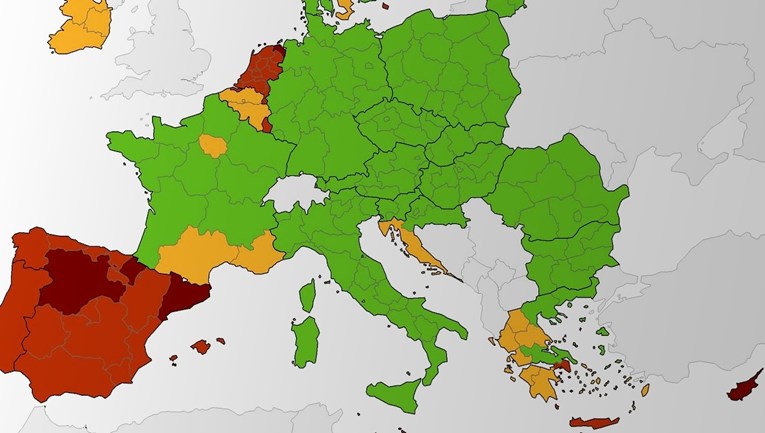 Hrvatska obala u narandžastom na novoj koronakarti EU