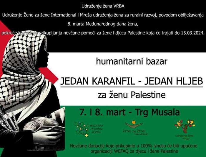 Humanitarni bazar 'Jedan karanfil - Jedan hljeb za ženu Palestine' u Mostaru