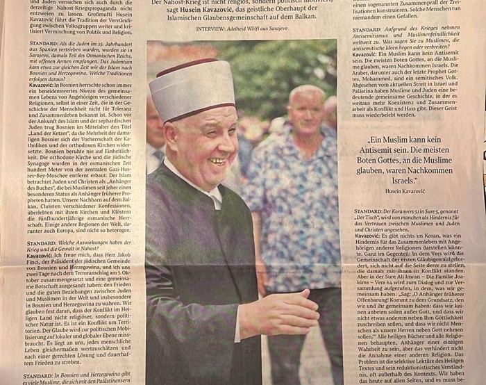 Husein ef. Kavazović o međureligijskim odnosima za austrijski 'Der Standard'
