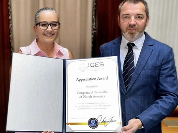 IGES dodijelio priznanje Kongresu Bošnjaka Sjeverne Amerike