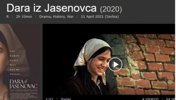 IMDB ukinuo ocjenjivanje srbijanskog filma ‘Dara iz Jasenovca’