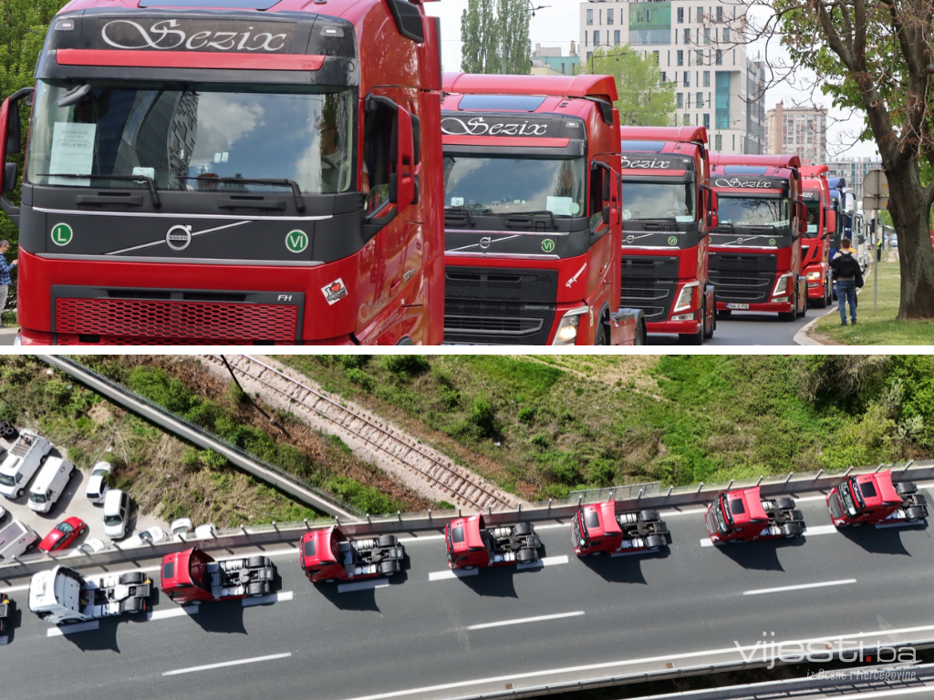 Impresivni prizori: Protestna vožnja vozača kamiona u Sarajevu