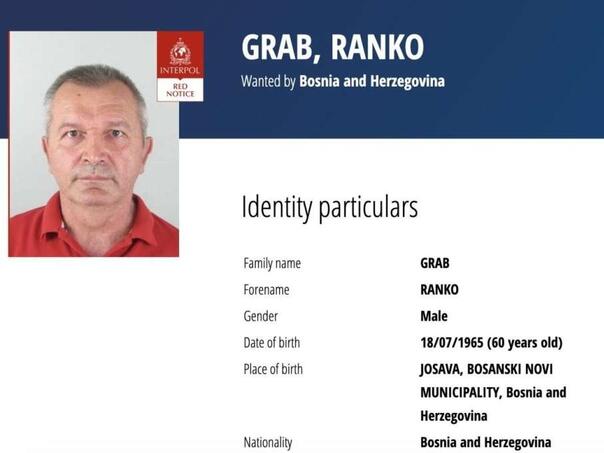 Interpol raspisao međunarodnu potjernicu za Rankom Grabom zbog ratnog zločina
