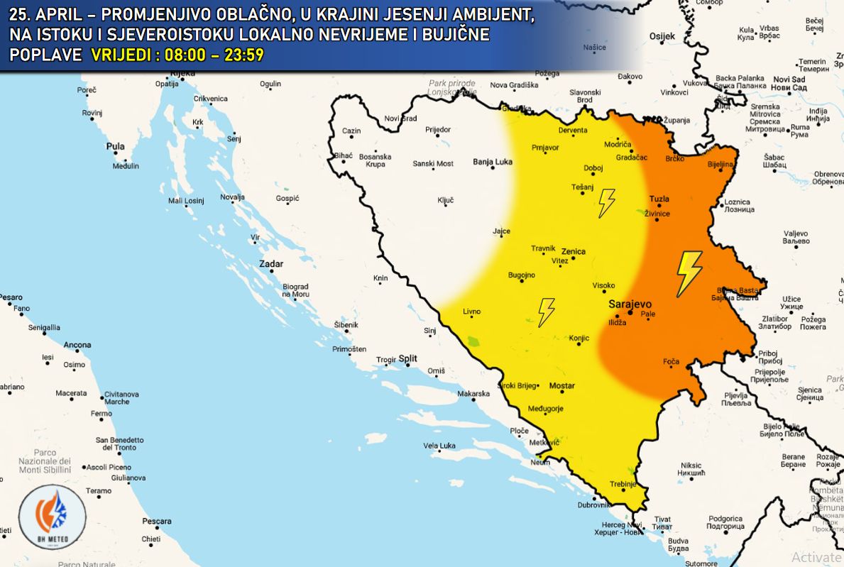 Iz BH Meteo najavljene nove poplave, vrhunac nestabilnosti popodne i večeras