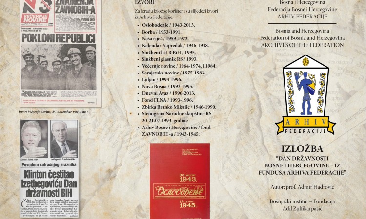 Izložba Arhiva Federacije BiH povodom Dana državnosti BiH