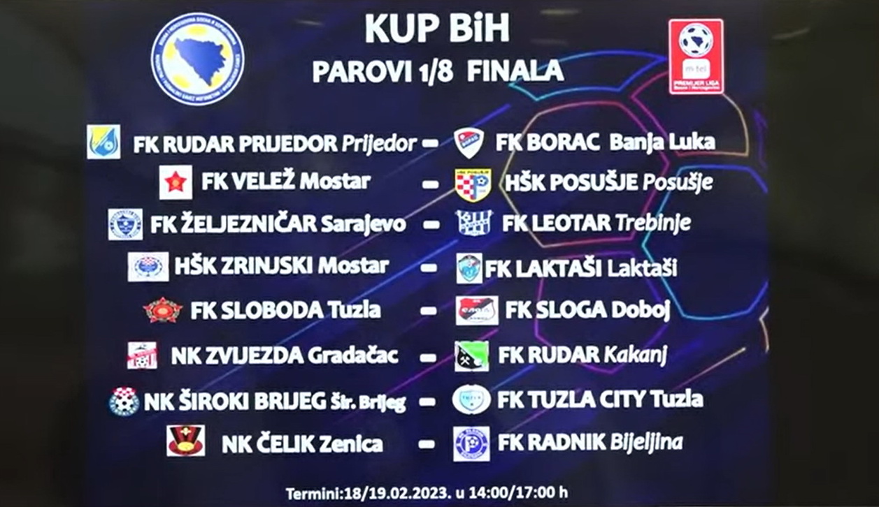 Izvučeni parovi osmine finala Kupa BiH