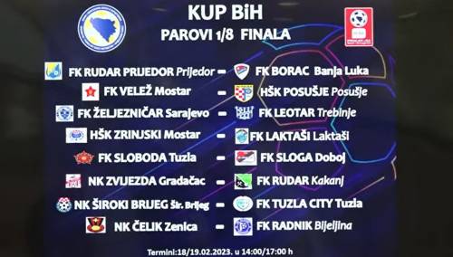 Izvučeni parovi osmine finala Kupa BiH